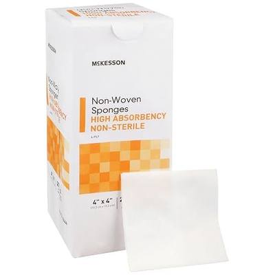 McKesson Non-Woven Sponges, 4-Ply, Non-Sterile, Polyester, 4 x 4 in, 1 pk | High Absorbency, Polyester / Rayon