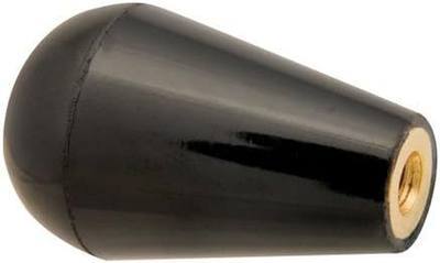 1-277-012 Fluted Knob 1" Diameter, 1/4-20 Thread, Oval/Tapered Plastic Phenolic Knob Brass Insert. Black Plastic Knob with Threaded Insert (1 Each)