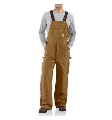 Carhartt Men's Quilt Lined Zip To Thigh Bib Overall Long Sleeve