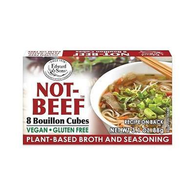 Edward & Sons Not Beef Bouillon Cubes - Vegan Broth Cubes, Vegetable Stock, Gluten Free, No Trans Fat, Use in Soups, Stews and Pilafs - 8 Count (Pack of 1) | Vegan Broth Cubes, Vegetable Stock, No Trans Fat, Use in Soups, Stews and Pilafs