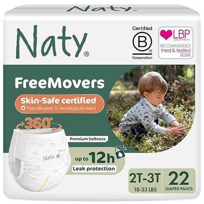 Naty FreeMovers Pull Up Training Pants, Size 4, 2T-3T, (18–33 lbs), 22 Ct. | For Sensitive Skin, Hypoallergenic Potty Training Underwear, Up to 12 Hours Leak Protection, Fragrance-Free, Stretchy comfort