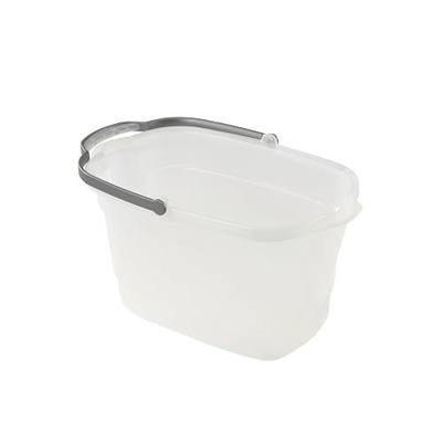 Casabella Cleaning Bucket Rectangular for Mopping or Storage with Handle and Built-In Pour Spouts, 4-Gallon, Clear