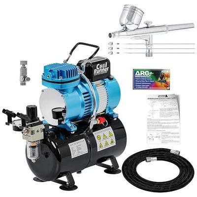 Master Airbrush Cool Runner II Dual Fan Airbrush and Compressor Kit with Gravity Air Brush with 3 Tips (0.2, 0.3 & 0.5mm Nozzle Tip), Compressor with Tank - Air Brush Kit for Beginners & Professionals