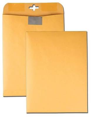 Quality Park 9 x 12 Postage Saving ClearClasp Envelopes, with Reusable Redi-Tac Closure & Gummed Flap, 28 lb Kraft Paper, 100 per Box (QUA43568)