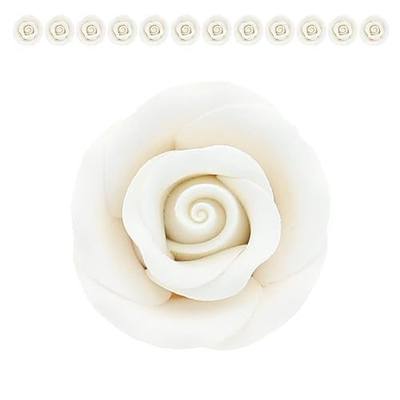 Global Sugar Art 12-Count Edible White Roses for Cake Decorating