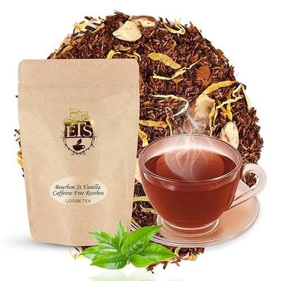 English Tea Store Bourbon St Vanilla Rooibos Caffeine Free Loose Leaf Tea Pouches - 16oz | Smooth South African Rooibos with Sweet Vanilla & Cinnamon Spice | Enjoy Hot Iced or as Rooibos Latte