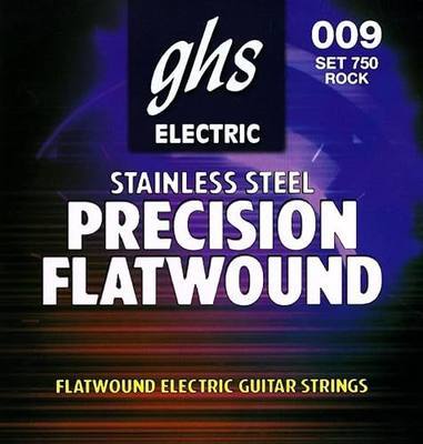 GHS Strings - Precision Flatwound - Electric Guitar Strings - Stainless Steel - High Volume - Polished Smooth - (UL) - Ultra Light Gauge (750 SET) - 9-42