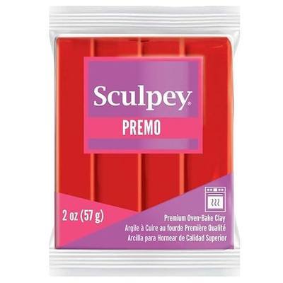 Sculpey Premo Polymer Oven-Bake Clay, Cadmium Red Hue, Non Toxic, 2 oz. bar, Great for jewelry making, holiday, DIY, mixed media and more. Premium clay Great for clayers and artists.