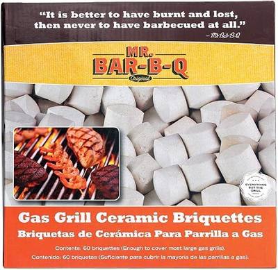 "Mr. Bar-B-Q 60-Count Ceramic BBQ Briquettes for Gas Grill – Self-Cleaning Heat Diffusers Reduce Flare-Ups for Outdoor Cooking, Replacement for Lava Rocks and Charcoal (Old Model) "
