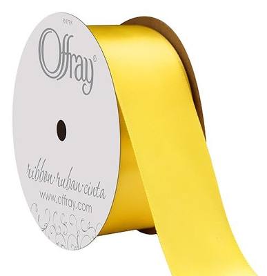 Offray Berwick 1.5" Single Face Satin Ribbon, Lemon Yellow, 10 Yds