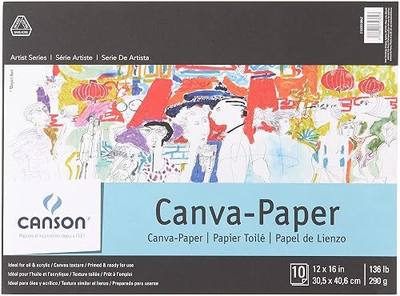 Canson Foundation Series Canva-Paper Pad, 12" x 16", Fold-over Cover, 10 Sheets (100510842)