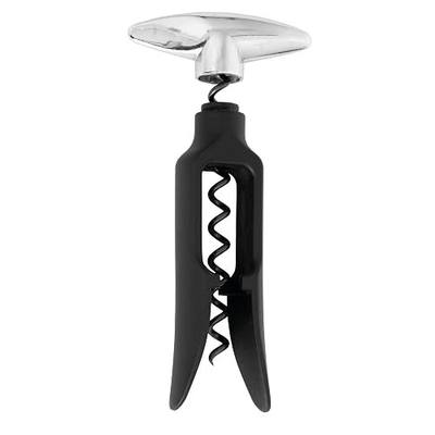 True Self Pulling Corkscrew Wine Opener, Durable Plastic with Easy Turn Chrome Handle, Wine Bottle Opener for Bartenders, Home Bar Tools, Bar Cart Accessories, Kitchen Essentials, Set of 1, Black