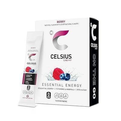 CELSIUS On-The-Go Powder Stick Packs, Zero Sugar (14 Sticks per Pack)