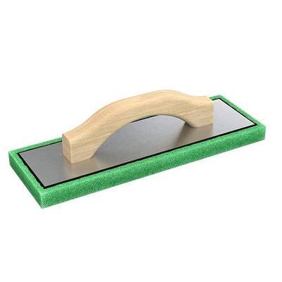 Bon Fine Green Foam Float 12 in. x 4 in. x 3/4 in. with Wood Handle and Durable Aluminum Backing for Smooth Finishing