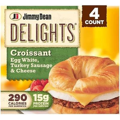 Jimmy Dean Delights Turkey Sausage, Egg White & Cheese Croissant Sandwiches, 4 Count (Frozen)