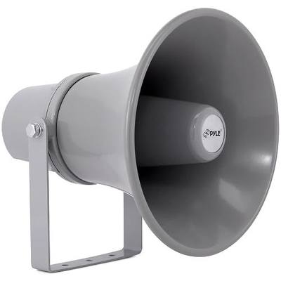 Pyle Indoor Outdoor PA Horn Speaker - 9.7 Inch 20-Watt Power Compact Loud Sound Megaphone w/ 400Hz-5KHz Frequency, 8 Ohm, 70V Transformer, Mounting For 70V Audio System - PyleHome PHSP101T (Gray)