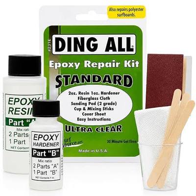 Ding All 3 Oz (84ml) Standard Epoxy Repair Kit for Epoxy and Polyester Surfboards Repairs | Surfboard Repair Kit, 3oz Epoxy Resin & Hardener for Epoxy & Polyester Surfboards, SUP, Paddle Board & Fiberglass Ding Repair