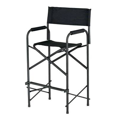 E-Z UP Tall Directors Chair, Seat 31” High, Padded Armrests and Storage Bag, Black