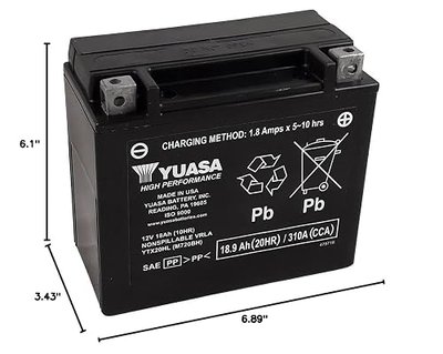Yuasa YUAM720BH YTX20HL Factory Activated H Series AGM Battery