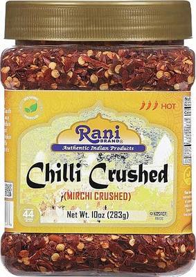 Rani Crushed Red Pepper Flakes Chilli (Pizza Type Cut) 10oz (283g) PET Jar ~ All Natural, No Color added, Gluten Friendly | Vegan | NON-GMO | Kosher | No Salt or fillers