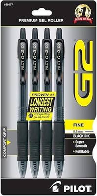 Pilot G2 Pens, Premium Refillable and Retractable Rolling Ball Gel Pens, Fine Point, 0.7mm, Black Ink, 4-Pack
