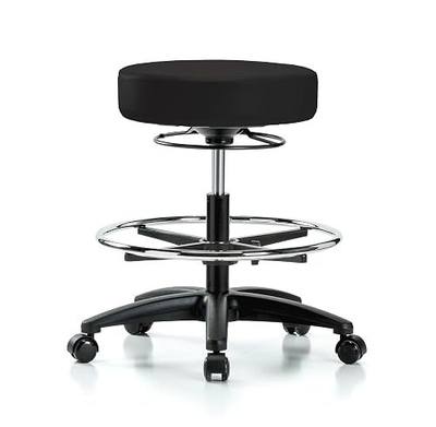 Perch 360 Degree Height Adjustable Swivel Stool with Foot Ring | Medium Bench Height 20.5-28" | Black Vinyl