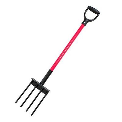 Bully Tools Spading Fork with D-Grip, 44" Fiberglass Handle | Heavy Duty Garden Fork for Digging, Aerating & Harvesting Root Crops, For Garden Beds & Pavers Base Prep, 100% Made in USA