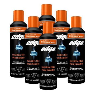 Edge Shaving Gel for Men, Sensitive Skin with Aloe, 6 Pack, Moisturizes, Protects, Soothes, Reduces Skin Irritation