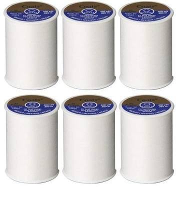 Coats & Clark All Purpose Sewing Thread for Sewing Machines, 100% Polyester High Quality Thread Spools for Hand Stitching, Medium Weight 35wt, 400 Yards, 6-Pack, White