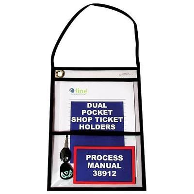 C-Line Stitched Dual Pocket Shop Ticket Holder with Hanging Strap, Both Sides Clear, 9 x 12 Inches, 15 per Box (38912)