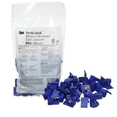 3M Scotchlok Electrical IDC 804-POUCH, Blue, Pack of 25 | 18-16 AWG(solid/stranded), 14 AWG (stranded), Self-Stripping