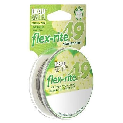 The Beadsmith Flex-Rite Beading Wire, Nylon-Coated Stainless-Steel Wire | 49-Strand, 0.018" (0.45 mm) Dia, Clear, 30 Feet Spool, Durable Necklace & Bracelet String, for Jewelry Making Supplies