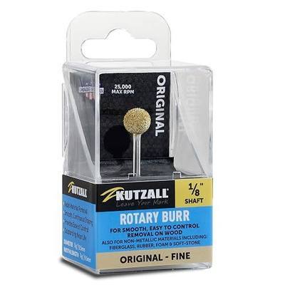 Kutzall Original Sphere Rotary Burr, 1⁄8" Shaft, Fine - Wood Carving Bit for Dremel, Foredom, DeWalt, Milwaukee Tools. Abrasive Tungsten Carbide Coating, 3⁄8" (9.5mm) Head Diameter, S-38-EG