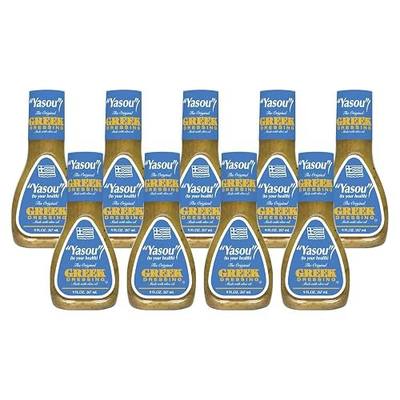 Yasou Greek Salad Dressing, Classic Mediterranean Flavor (Pack of 9)