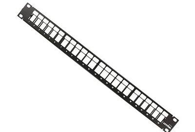 Leviton 49255-H24 QuickPort Patch Panel, 24-Port, 1RU, Cable Management Bar Included , Black, Metal, Electrical Outlet