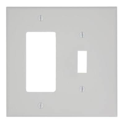 Leviton 2-Gang 1-Toggle 1-Decora/GFCI Combination Wallplate, Midway Size, PJ126-W, White