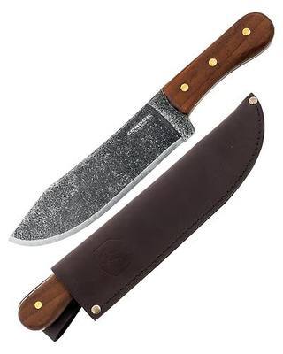 Condor Tool & Knife Hudson Bay Camp Knife - 1075 High Carbon Steel - Full Tang Walnut Handle with Hand Crafted Welted Leather Sheath - 8.4in Blade - 5mm Thick - 20.5oz