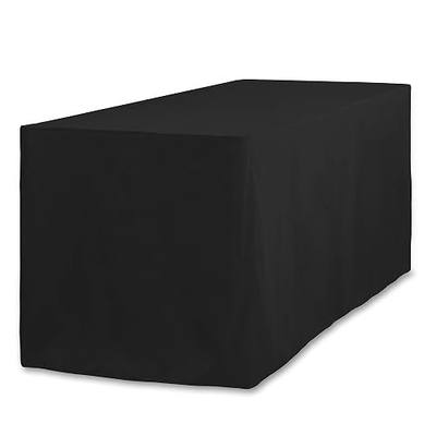 LinenTablecloth 8 ft. Fitted Polyester Tablecloth Black