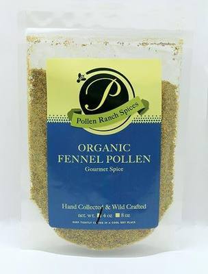 Pollen Ranch Organic Fennel Pollen Spice - 4oz Resealable Pouch Wild Crafted Organic Fennel Flowers for Cooking, Seasoning & Finishing - Gourmet Spice for Seafood, Chicken, Pork, Vegetables & Pasta