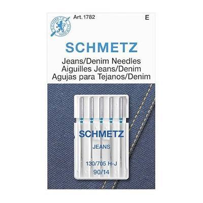 SCHMETZ Jean & Denim Sewing Machine Needles - Precision Needles for Heavy Fabric, Size 90/14, 5-Needle Cards, Pack of 1