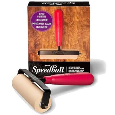 Speedball 4126 Deluxe Soft Rubber Brayer - 40/42 Durometer Roller with Heavy Duty Steel Frame - 4 Inches