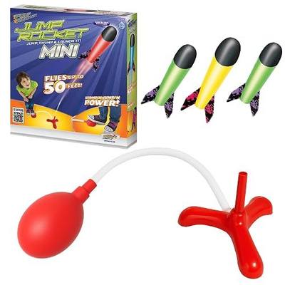 Geospace Jump Rocket Mini Size Set (Single Pump) – 3 Flying Foam Rockets Outdoor Toys for Kids, Boys & Girls – Stomper Rocket Set – Leg Powered Stomper Rockets Toy - Cool Toys for Fun