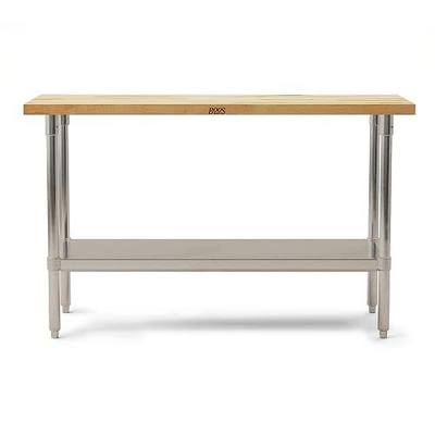 John Boos Maple Wood Top Work Table with Adjustable Lower Shelf, 60 x 30 x 1.5