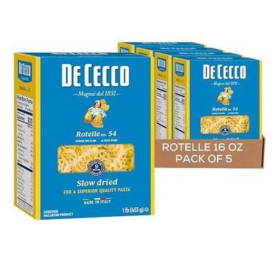De Cecco Rotelle No. 54 Pasta, 16 Oz (Pack of 5), Authentic, Slow Dried, Made with Durum Wheat, Versatile Pasta for Sauces & Recipes, Made in Italy