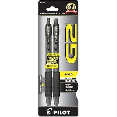 Pilot G2 Premium Refillable & Retractable Rolling Ball Gel Pens, Bold Point, Bold Gel Pens, 1.0 mm, Black Ink, 2-Pack