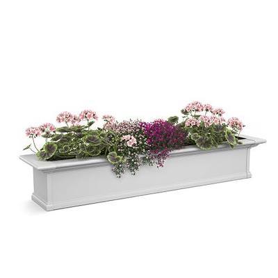 Mayne Yorkshire 4ft Window Box - White - 48in L x 12in W x 10in H - Polyethylene Planter - Built-In Water Reservoir (4824-W)