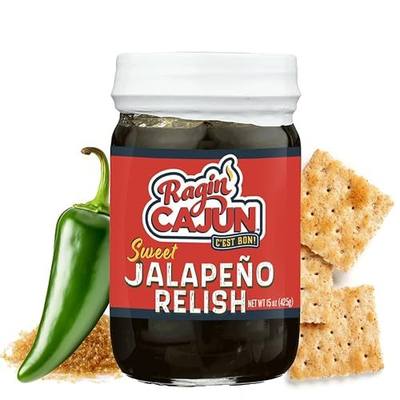 Sweet Jalapeno Relish - 15 oz Jar, All Natural - Spicy Sweet Louisiana Condiment for Dips, Hot Dogs, Sanwiches, Salads & More by Ragin' Cajun