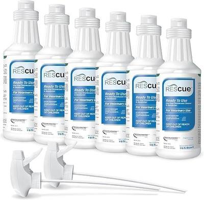 REScue One-Step Ready-to-Use Disinfectant Cleaner & Deodorizer – For Veterinary Use, Animal Shelters, Pet Foster Homes, Kennels, Litter Box – 32 Ounce RTU (6 Pack)