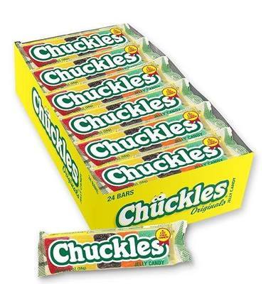 Wonka Chuckles Original, Jelly Sugar-Coated Candies, Fruit Flavored Candy, 2 Ounce Bars (Pack of 24)