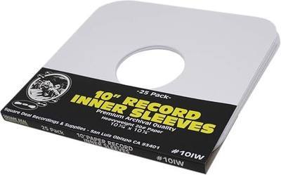 (25) White Paper Inner Sleeves for 10" Vinyl Records – Ideal for 78 RPM Albums – Archival-Quality Replacement Sleeves #10IW